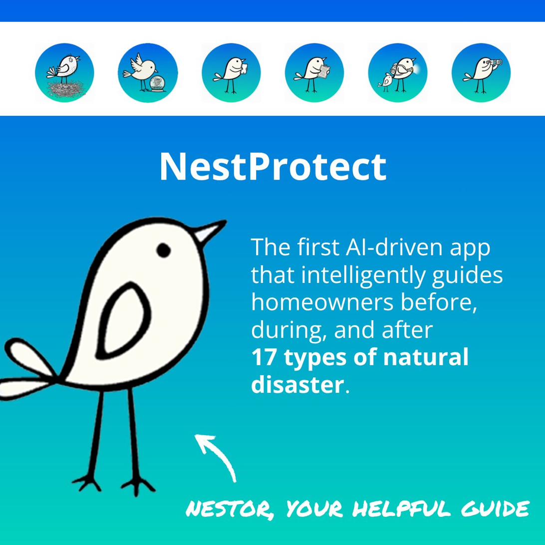 NestProtect app preview featuring Nestor, the friendly guide bird